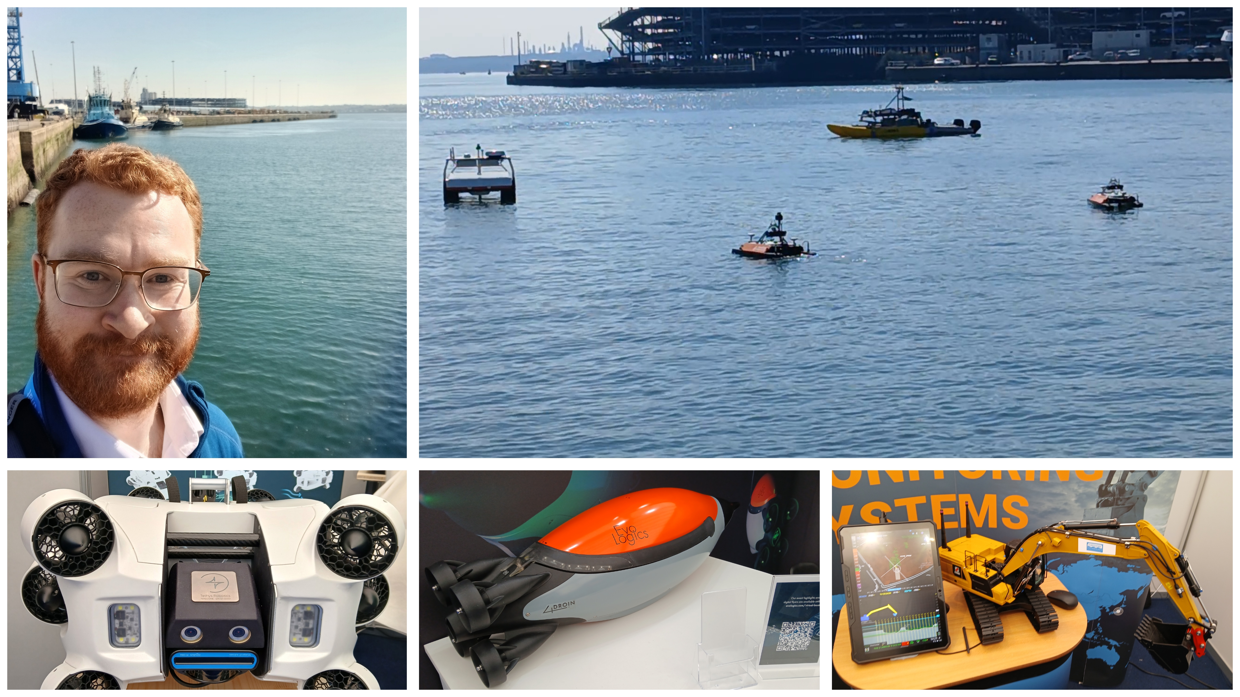 Tim and various robots at Ocean Business 2025
